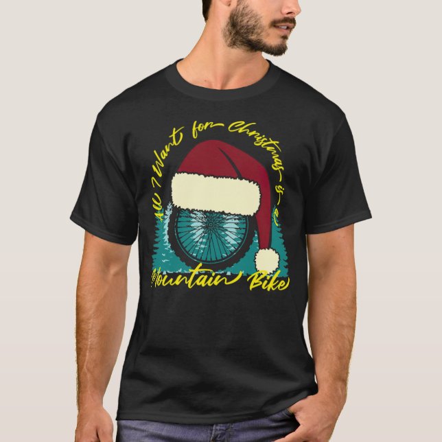 Mountainbike wünscht Weihnachten Langlaufen T-Shirt (Vorderseite)