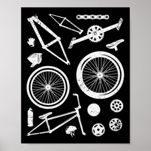 Mountainbike zerlegte Fahrradteile Kettenblatt Dia Poster