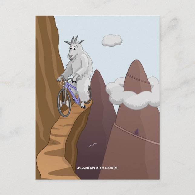 Mountainbike-Ziegen Postkarte (Vorderseite)