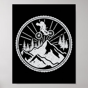 Mountainbiken Extrem Downhill MTB Sprung Wald R Poster