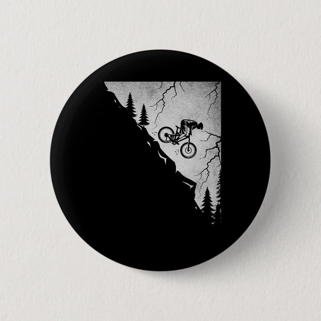 Mountainbiken Extremes Downhill Gewitter Mtb Button (Vorderseite)