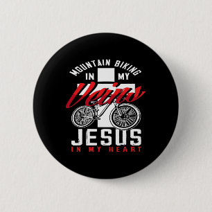 Mountainbiken in meinen Adern Jesus in meinem Herz Button
