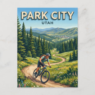 Mountainbiken in Park City Utah Postkarte