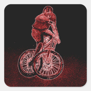 Mountainbiken Quadratischer Aufkleber