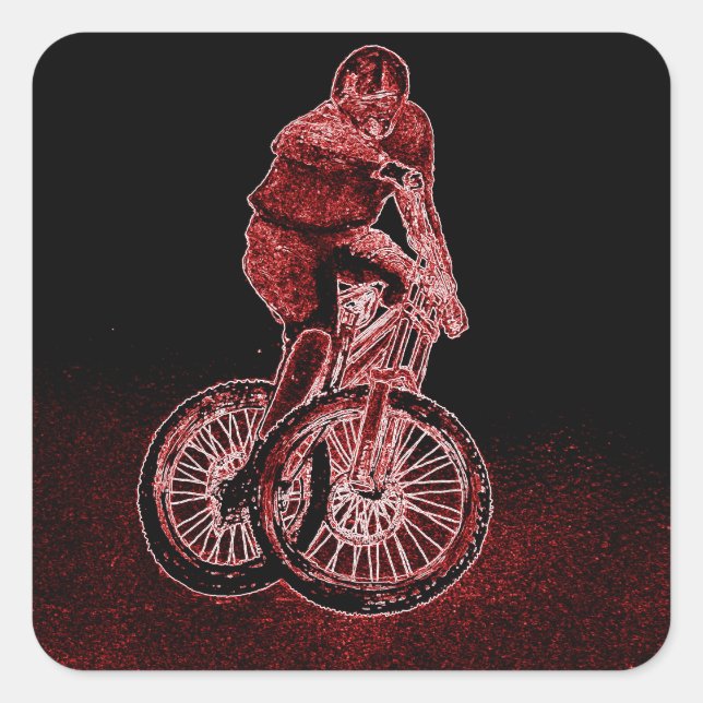Mountainbiken Quadratischer Aufkleber (Vorderseite)