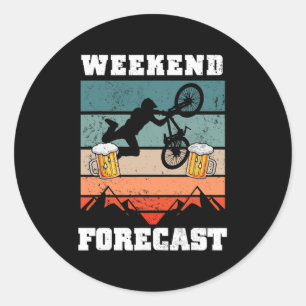 Mountainbiken und Bier Lustiges Mtb-Geschenk Runder Aufkleber