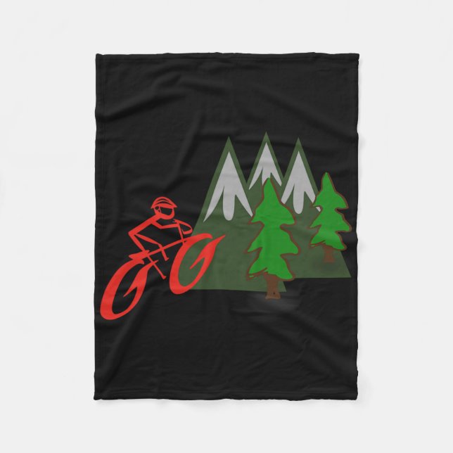 Mountainbiker beim Bergauffahren Fleecedecke (Vorderseite)