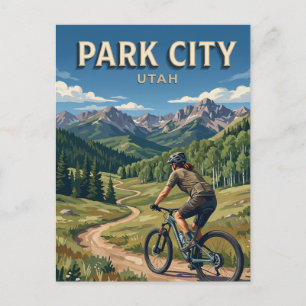 Mountainbiker Reisender Park City Utah Postkarte
