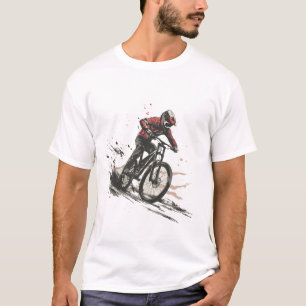 Mountainbiker-Rennen bergab - Minimalistische Kuns T-Shirt