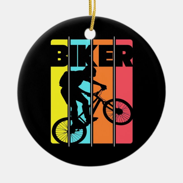Mountainbiker Retro Vintag Keramik Ornament (Vorne)