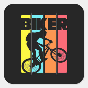 Mountainbiker Retro Vintag Quadratischer Aufkleber