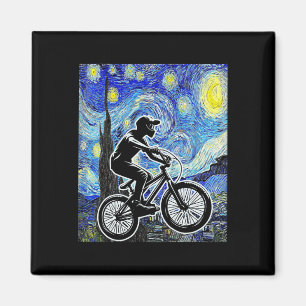 Mountainbiker Sternennacht Mtb Van Gogh Berg Magnet