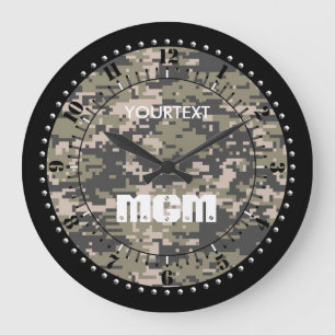 Mountainer Digital Camouflage Personalisiert Große Wanduhr