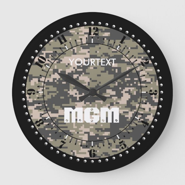 Mountainer Digital Camouflage Personalisiert Große Wanduhr (Vorderseite)