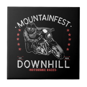 Mountainfest Downhill Motorradrennen Grafischer Mo Fliese