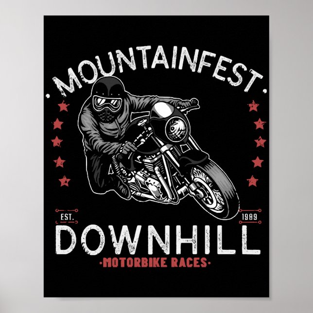 Mountainfest Downhill Motorradrennen Grafischer Mo Poster (Vorne)