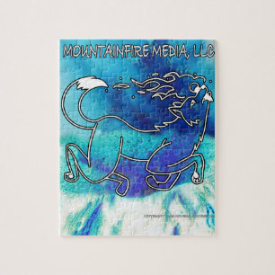 MountainFire Coyote Leaping über Vulkandesign 2 Puzzle