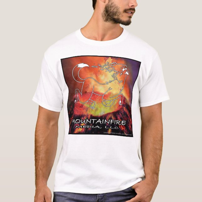 MountainFire Coyote springen über den Vulkan Weiß T-Shirt (Vorderseite)