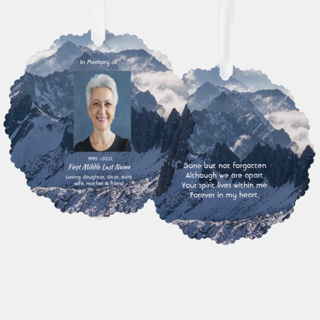 Mountains Alpine Memorial Keepsake Ornament Karte (Vorderseite/Rückseite)