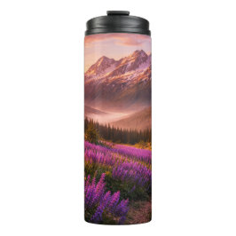 Mountains and Wildflowers - 16 oz Thermal Tumbler Thermosbecher