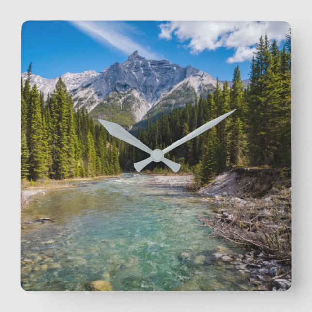 Mountains | Banff National Park, Canadian Rockies Quadratische Wanduhr (Vorderseite)