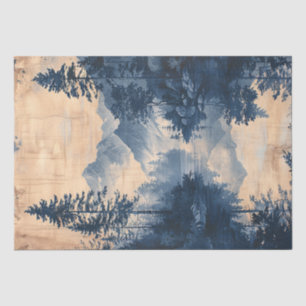 Mountains Blue Ink Malerei Chinoiserie Entdeckungs Seidenpapier