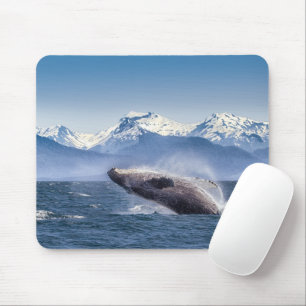 Mountains Breaching Whale Glacier Bay, Alaska Mousepad