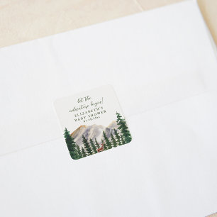 Mountains Deer Baby Shower Quadratischer Aufkleber