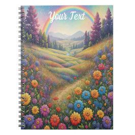 Mountains Flowers Rainbow Notizblock