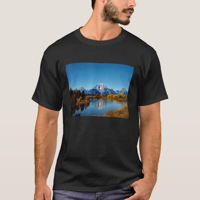 Mountains Lake Reflection Grand Teton National Par T-Shirt (Vorderseite)