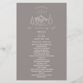 Mountains Line Art Amethyst Wedding Programm