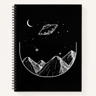 Mountains Night Sky UFO Notizbuch