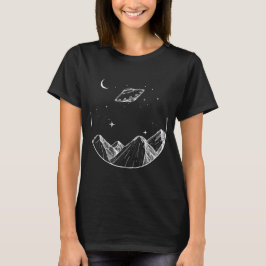 Mountains Night Sky UFO T-Shirt