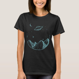 Mountains Night Sky UFO T-Shirt