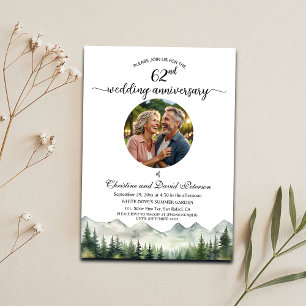 Mountains Pines 62. Hochzeitliches Jubiläum Foto Einladung