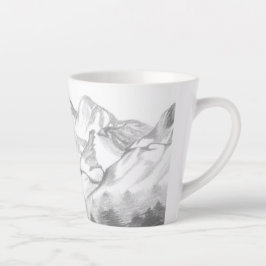 Mountains Sketched in Pencil on Latte Mug Milchtasse