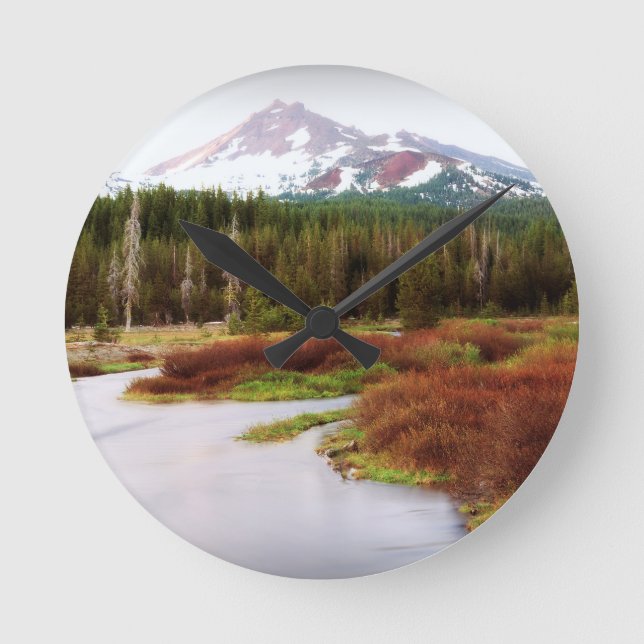 Mountains Snow Southwestern Frozen Winter Fall Runde Wanduhr (Vorderseite)