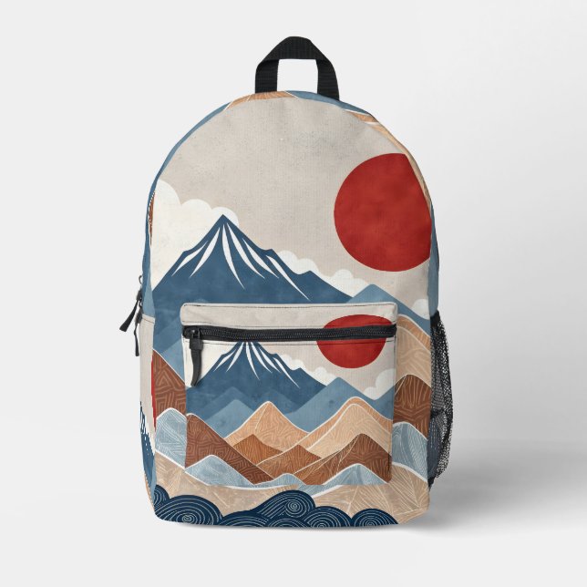 Mountains Sunset Beauty Bedruckter Rucksack (Vorderseite)