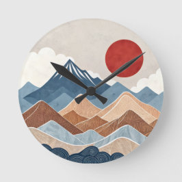 Mountains Sunset Beauty Runde Wanduhr