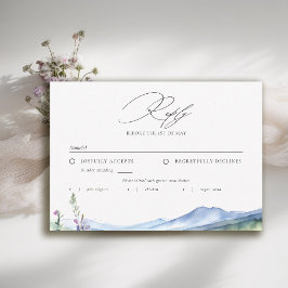 Mountains Wildflowers Meadow Modern Wedding Meal RSVP Karte