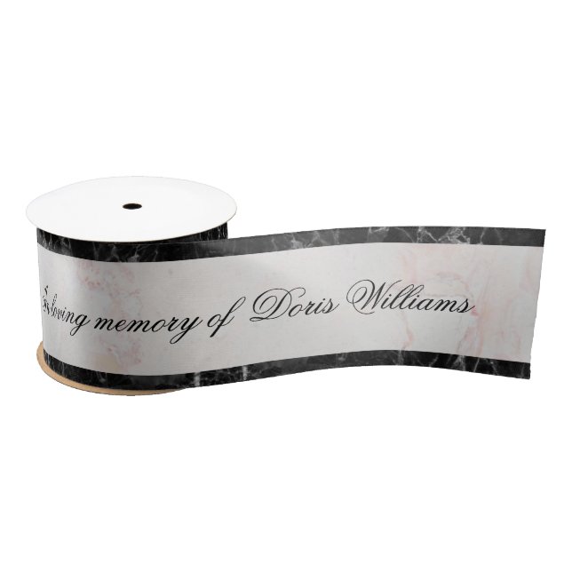 Mourning White Marble Black Marble Elegantes Skrip Satinband (Spule)