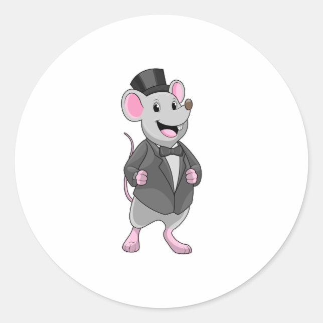 Mouse als Groom mit Ribbon Runder Aufkleber (Vorderseite)