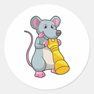 Mouse am Schach mit Schachstück gepaart Runder Aufkleber
