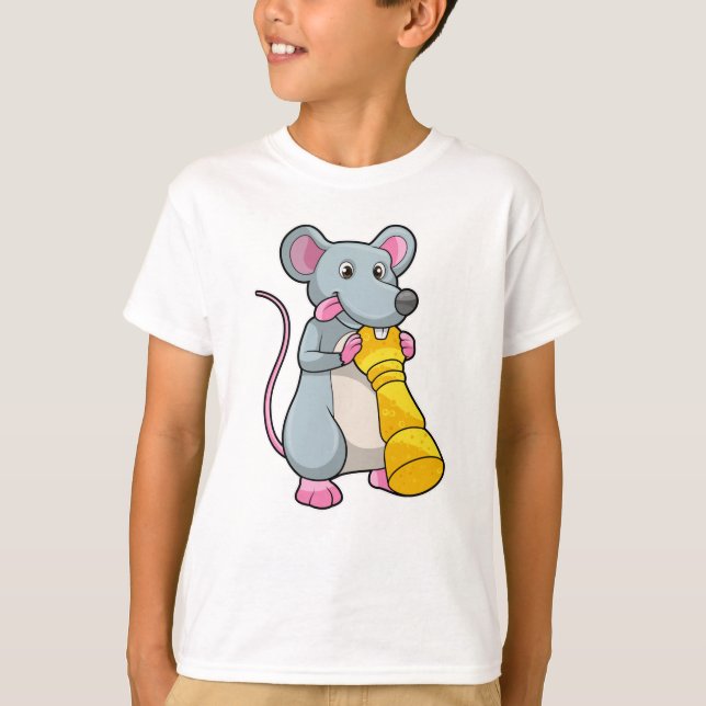 Mouse am Schach mit Schachstück gepaart T-Shirt (Vorderseite)
