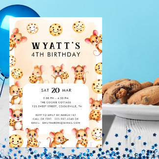 Mouse and Cookie Thema Geburtstagsparty Einladung