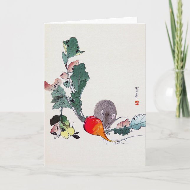 Mouse and Red Radish, Watanabe Seitei Karte (Vorderseite)