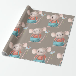 Mouse Animal Cartoon Glasses Birthday Geschenkpapier