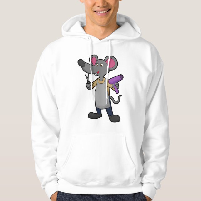 Mouse as Hairdresser with Scissors & Hair dryer Hoodie (Vorderseite)