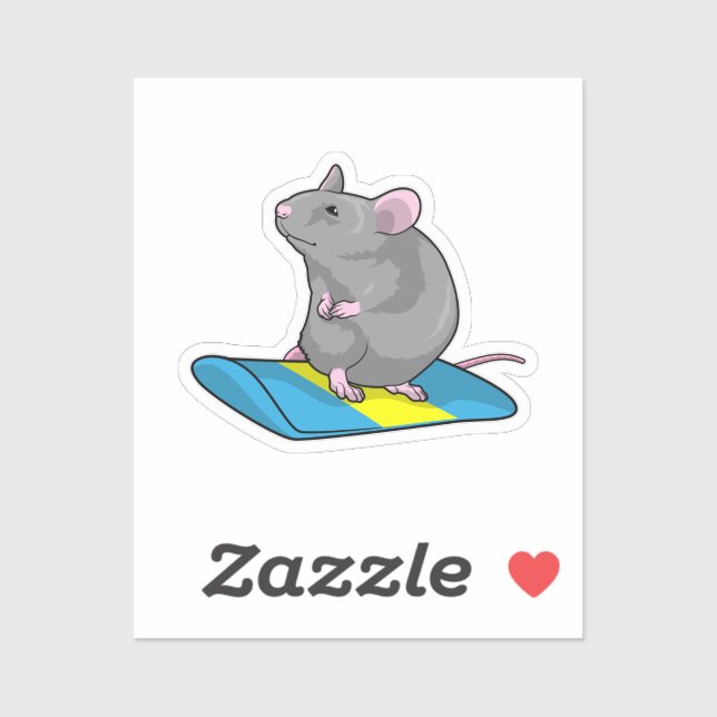 Mouse as Snowboarder with Snowboard Aufkleber (Blatt)