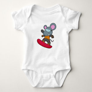 Mouse as Snowboarder with Snowboard Baby Strampler
